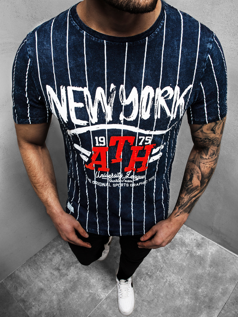 Мъжка тениска тъмносин OZONEE HFM/017Z