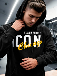 Мъжки суитшърт с качулка черен OZONEE JS/8B1736/3