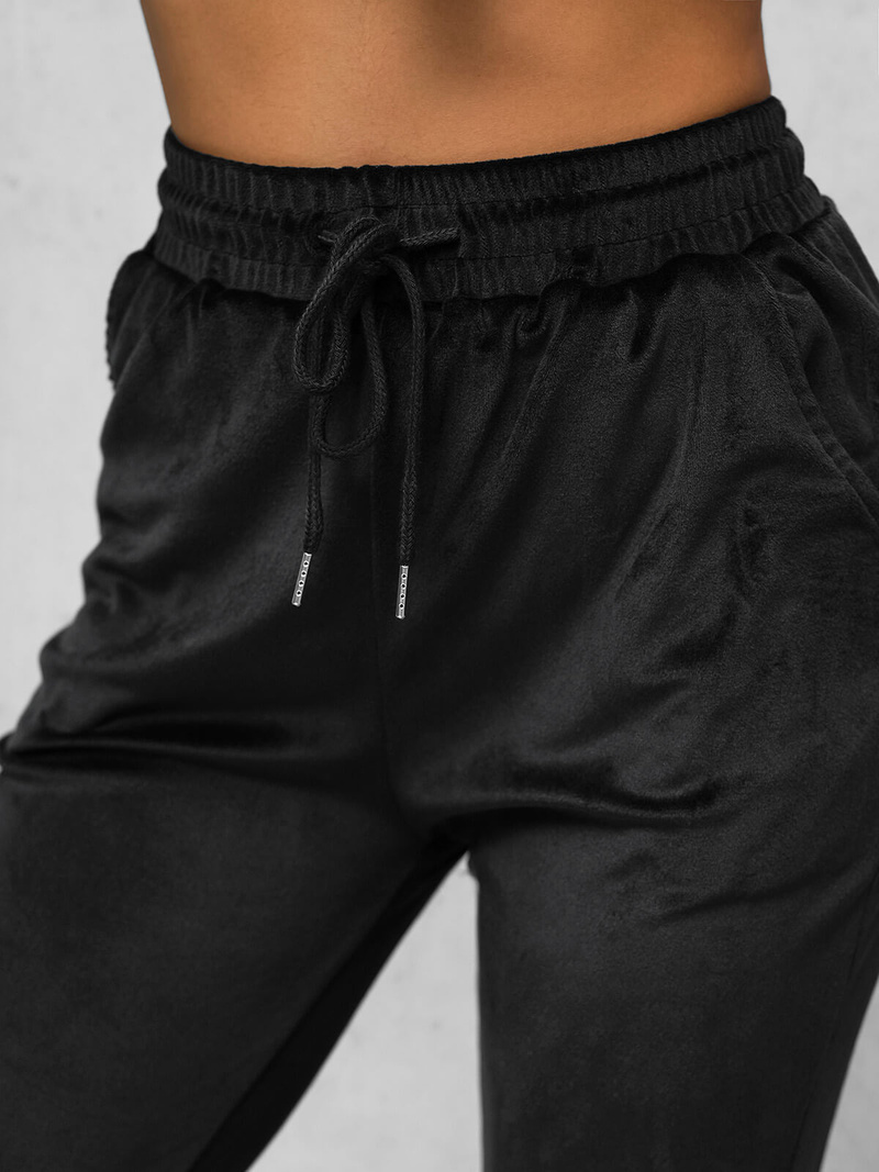 Дамска велурен спортен екип черен OZONEE JS/35C1612/3