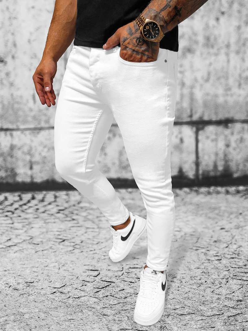 Мъжки дънки бяло OZONEE E/5348/01