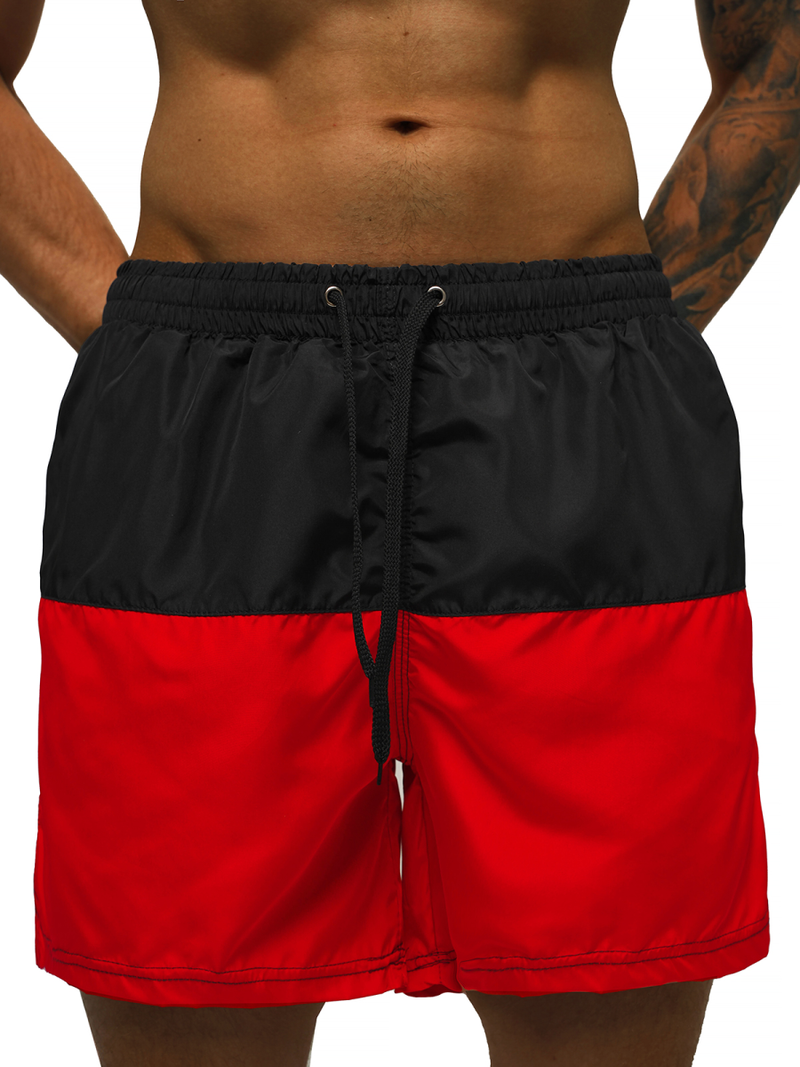 Мъжки плувни шорти черно-червено OZONEE JS/HM058