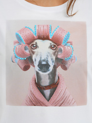 Дамска тениска бяло-розово OZONEE JS/YJ77726