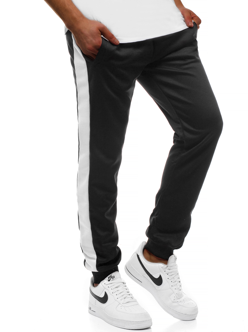 Мъжко долнище на анцуг черно-бяло OZONEE JS/JZ11003