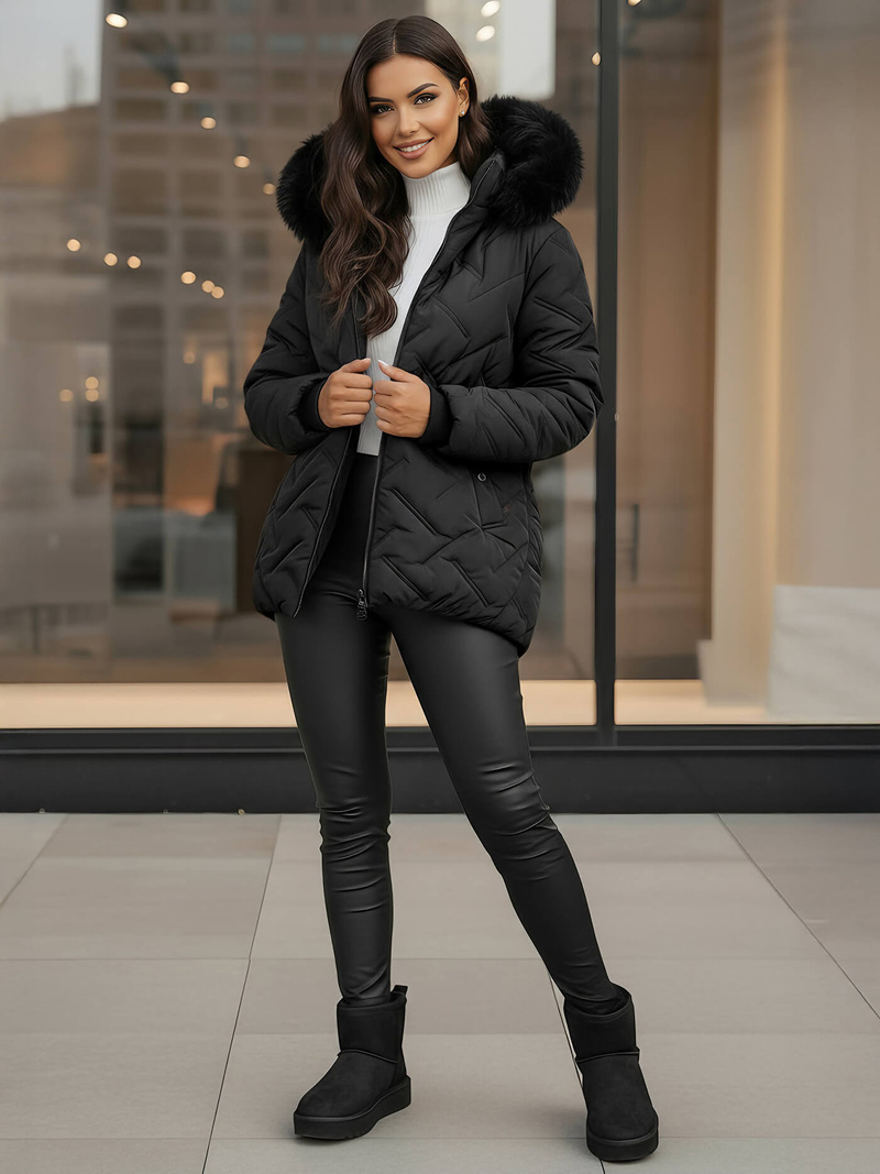 Дамско яке черно OZONEE JS/16M9296/392Z