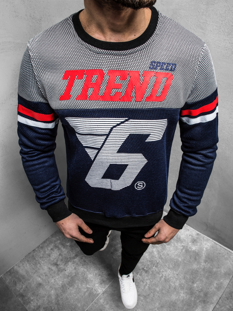 Мъжки суитшърт тъмнсиня OZONEE JS/DD752Z