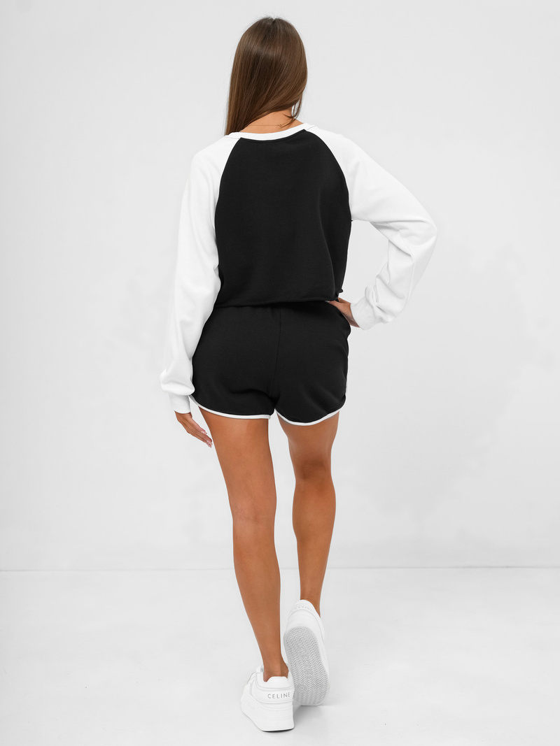 Дамски анцуг от две части черно-бял OZONEE JS/M58631AB