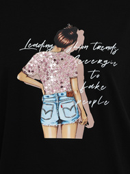 Дамска тениска черна OZONEE JS/95T2573/3