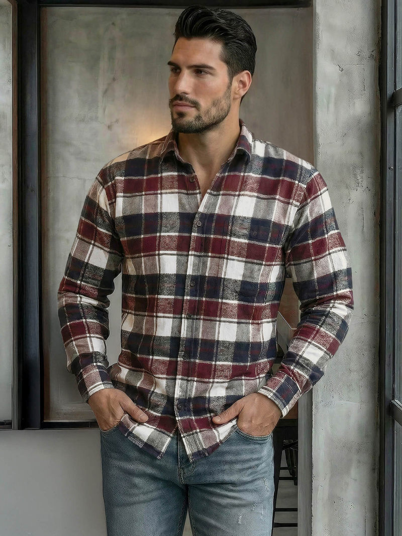 Мъжка риза бордо OZONEE V/V174Z