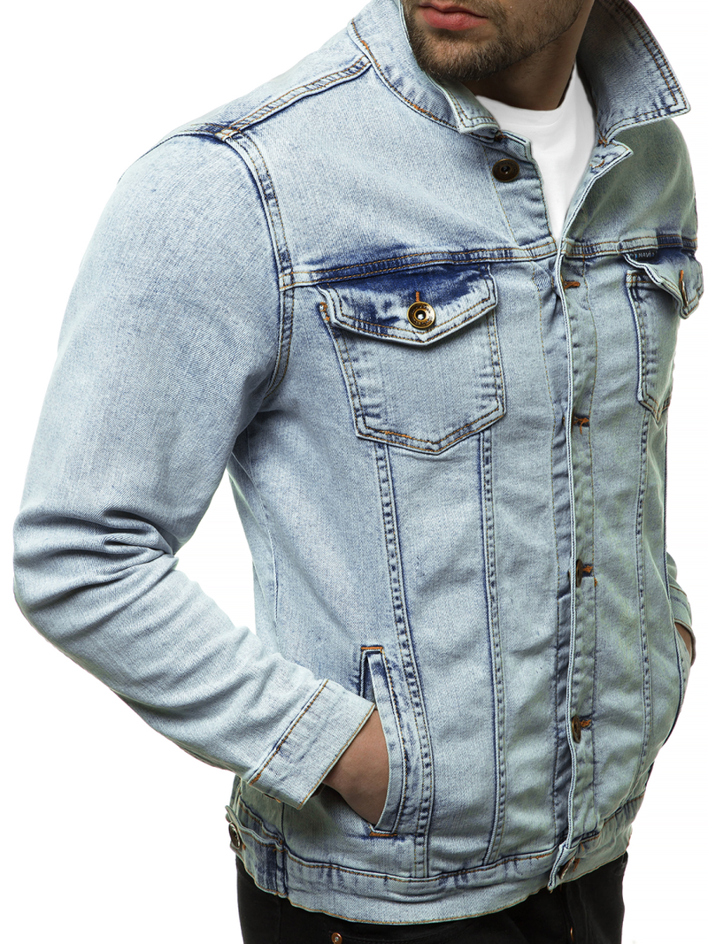 Мъжко джинсово яке светлосиня OZONEE BN/6080