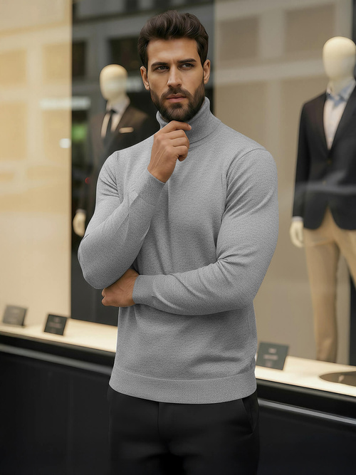 Мъжки пуловер сив OZONEE V/V24504