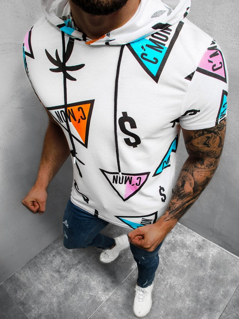 Мъжка тениска бяло OZONEE O/BL204Z