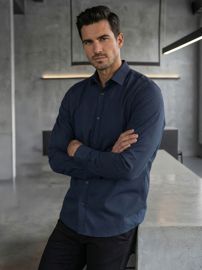 Мъжка риза тъмносиньо OZONEE V/V188Z