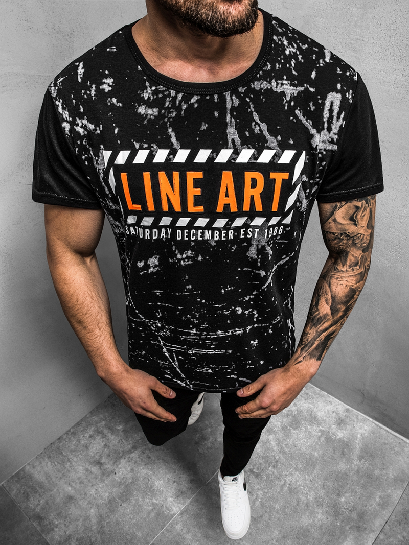 Мъжка тениска черна OZONEE JS/KS2029Z