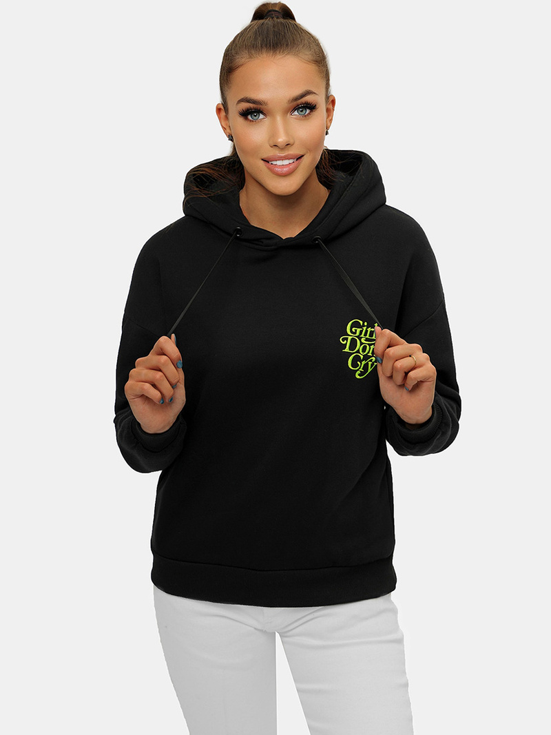 Дамски суитчър с качулка черна OZONEE JS/B26013Z