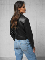 Дамско кожено яке черна OZONEE O/G117