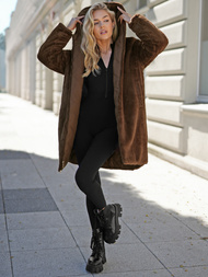 Дамско дълго зимно яке шоколад OZONEE JS/5M3352/158