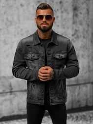 Мъжко джинсово яке черно OZONEE NB/MJ506NZ