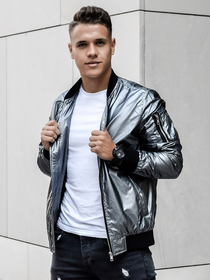 Мъжко яке сребърен OZONEE N/6147