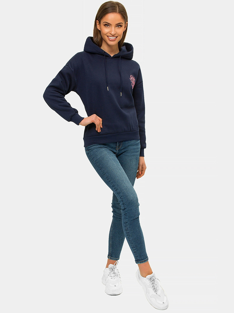 Дамски суитчър с качулка тъмнсиня OZONEE JS/B26013