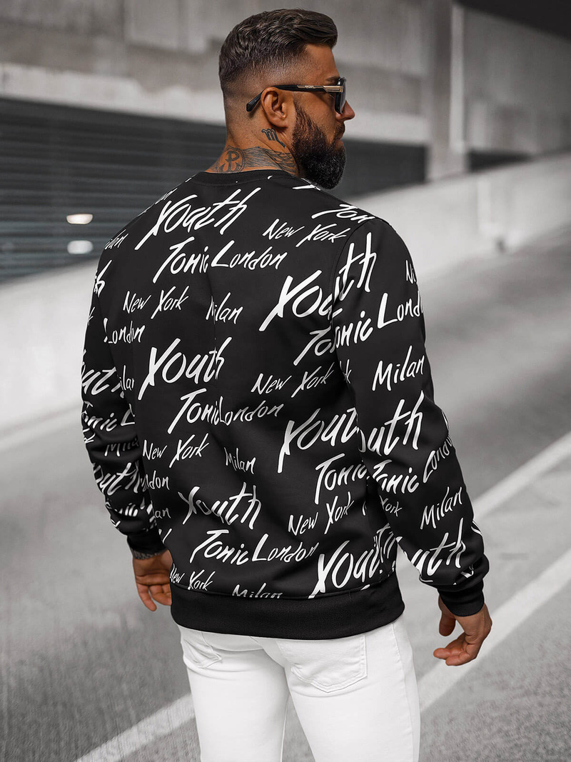 Мъжки суитшърт черна OZONEE JS/8B1189/3