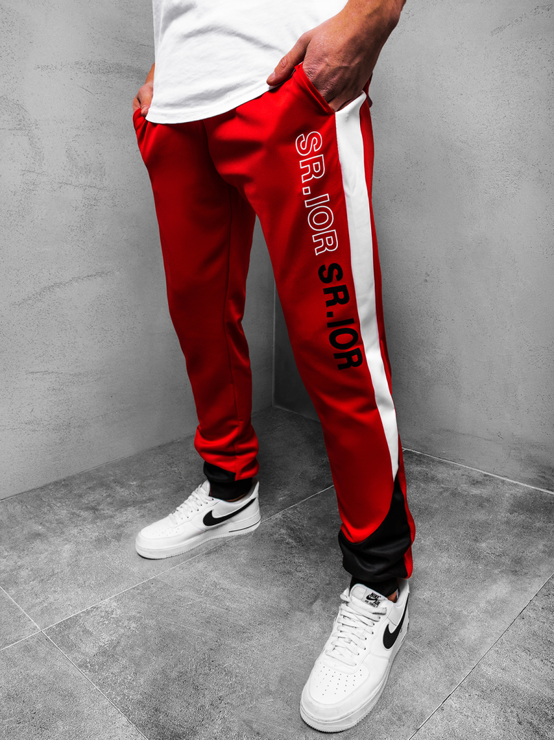 Мъжко долнище на анцуг червени OZONEE JS/AM118Z