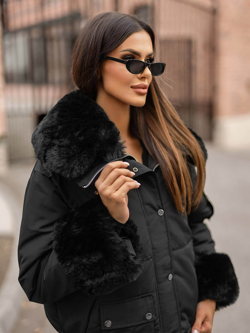 Дамско яке черно OZONEE O/H833