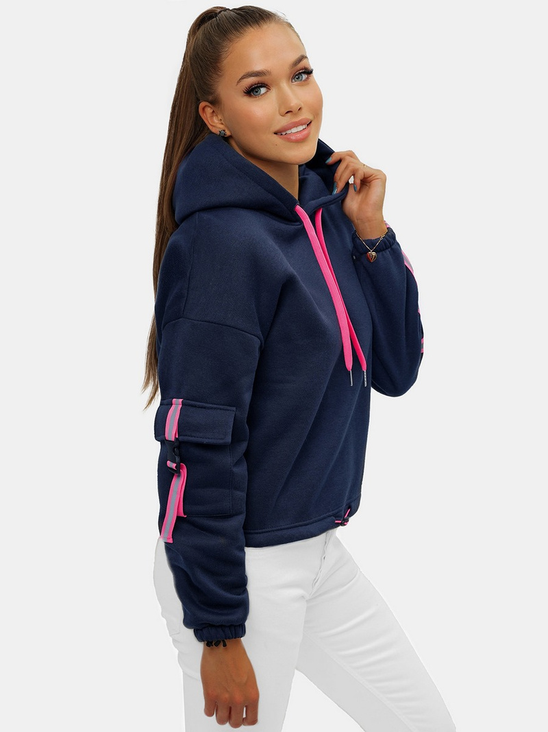 Дамски суитчър с качулка тъмнсиня OZONEE JS/B26031Z