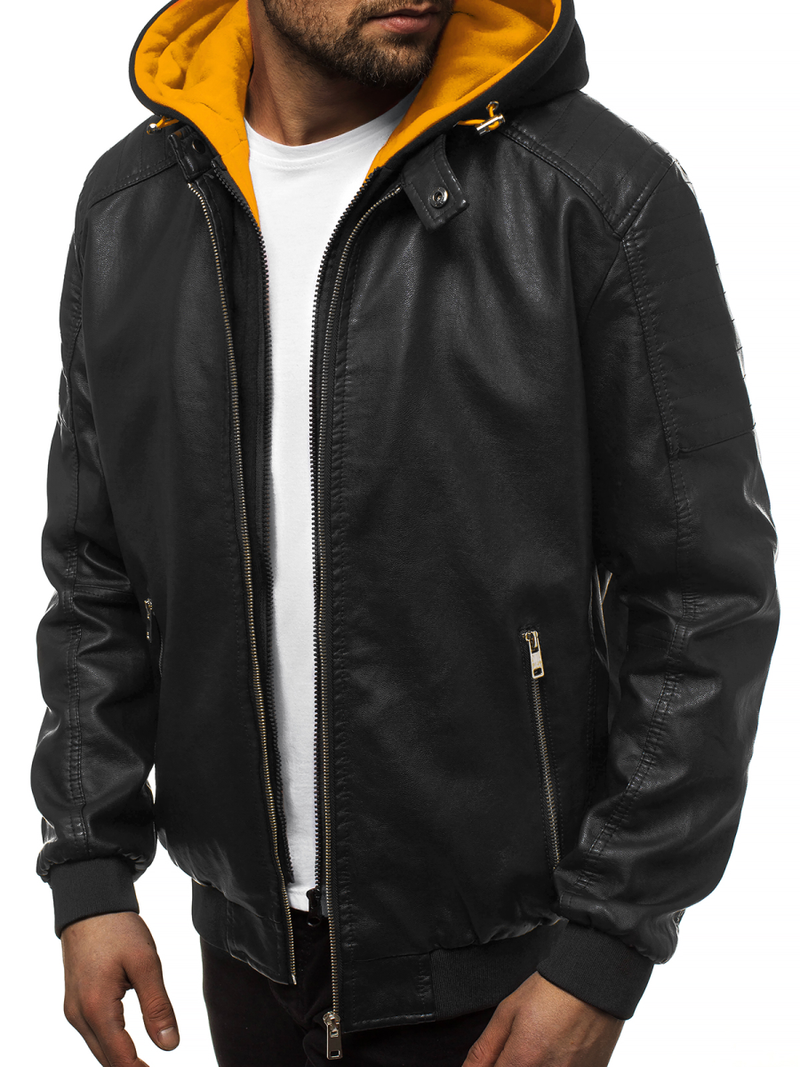 Мъжко яке черно и жълто OZONEE N/6132