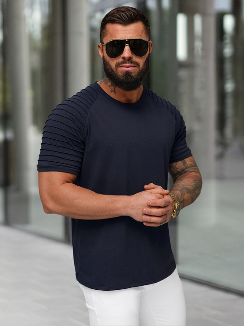 Мъжка тениска тъмносиня OZONEE JS/8T88/25Z