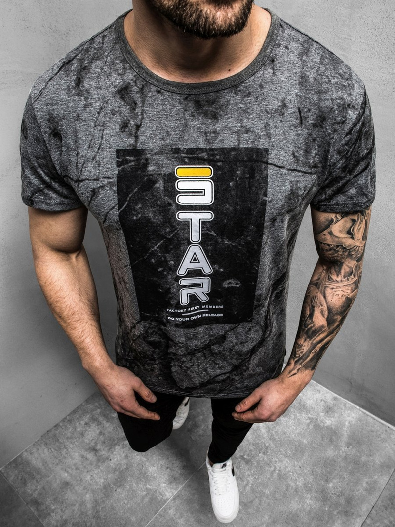 Мъжка тениска графитна OZONEE JS/SS10927Z