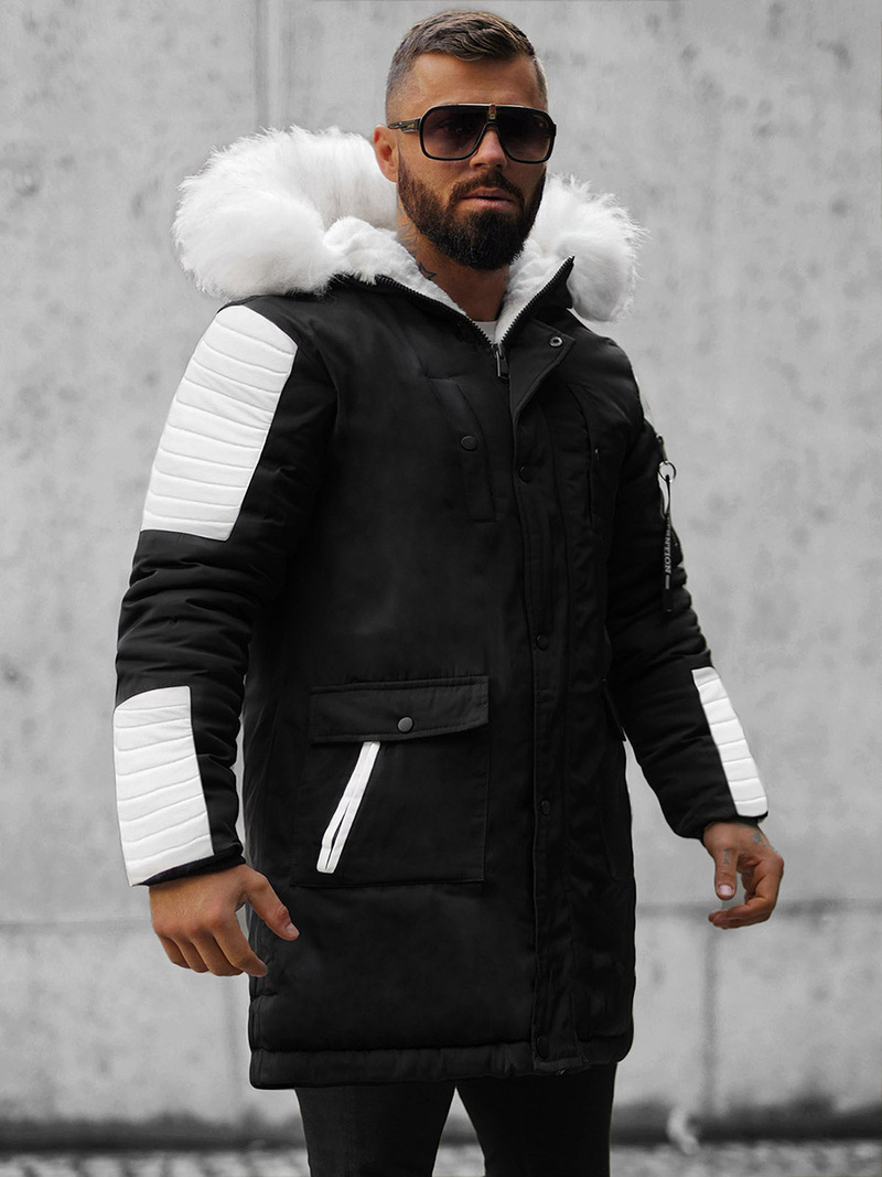 Зимно яке черно-бяла OZONEE O/5832/22Z