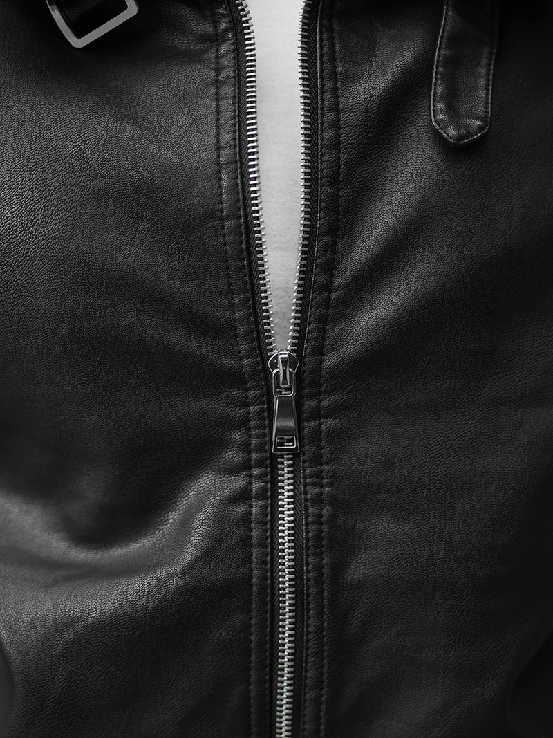 Мъжко кожено яке черно OZONEE JB/JP1178Z