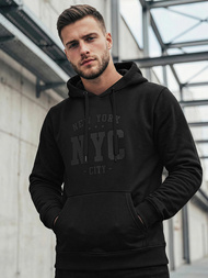 Мъжки суитшърт с качулка черен OZONEE JS/8B1971/3