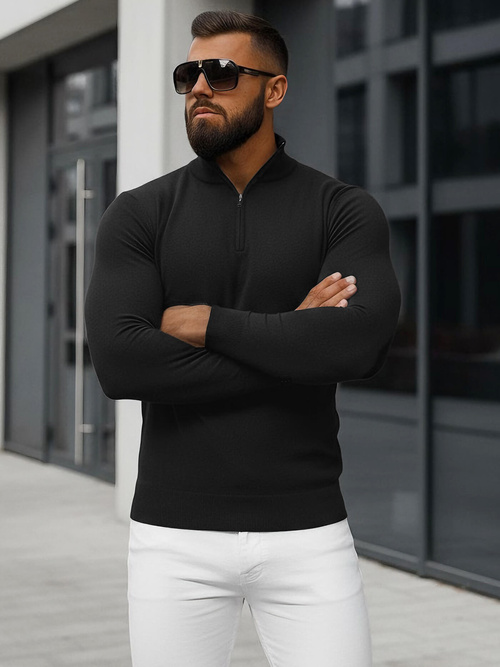 Мъжки пуловер черен OZONEE NB/MM6007/4Z