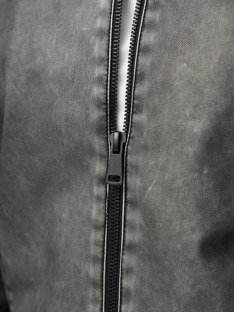 Мъжко кожено яке графитна OZONEE JS/11Z8107