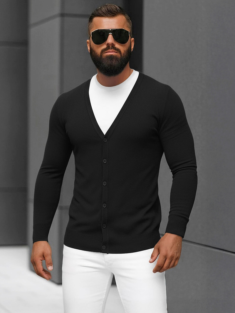 Мъжки пуловер черен OZONEE NB/MM6006/4Z