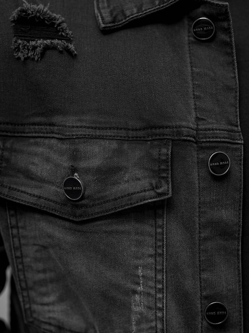 Мъжко джинсово яке черно OZONEE NB/MJ506NZ