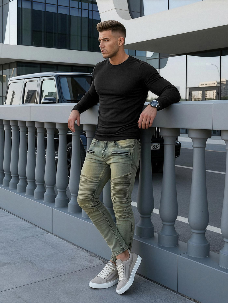 Мъжки дънки синьо OZONEE O/EM8951Z