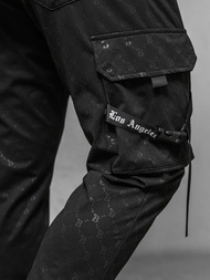 Мъжко долнище на анцуг черни OZONEE O/PS6021