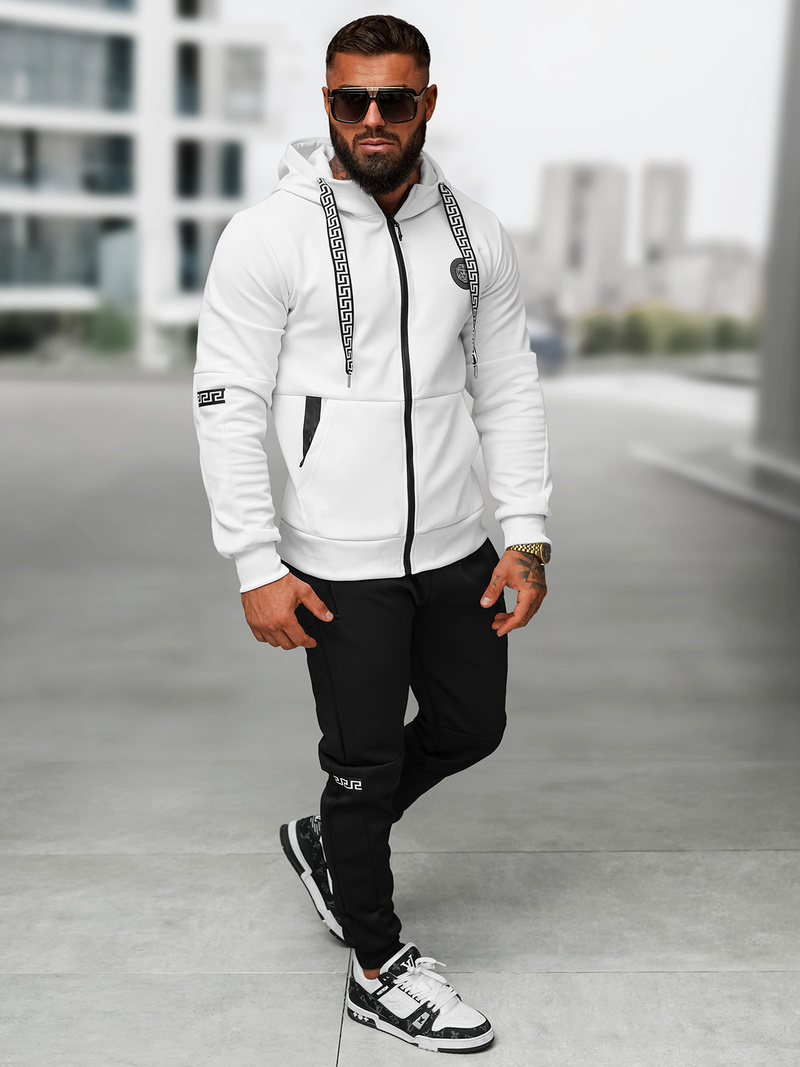 Мъжки спортен екип бяло-черен OZONEE O/LN11887