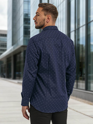 Мъжка риза тъмносиньо OZONEE V/V181