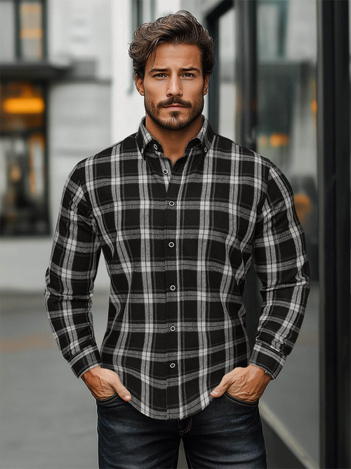 Мъжка риза черно OZONEE O/V131