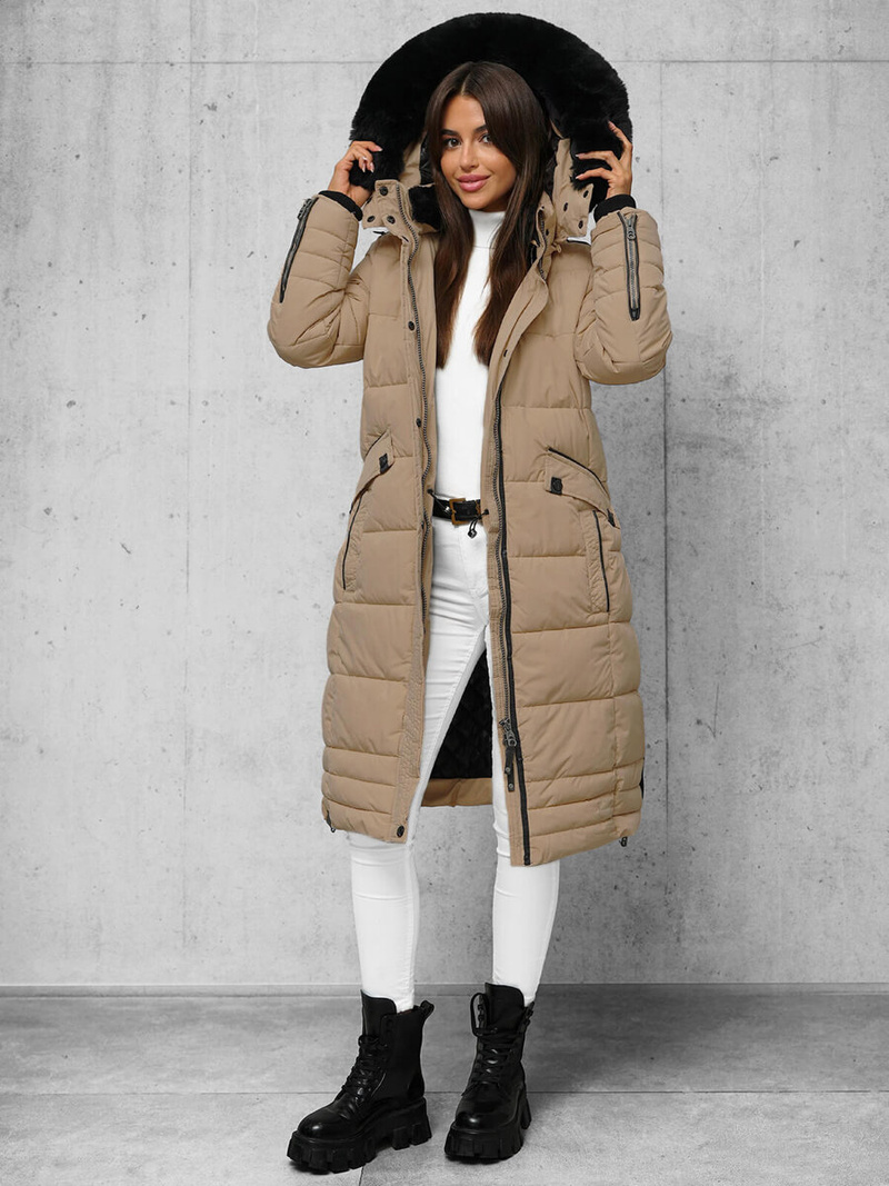 Дамско яке тъмно-бежово OZONEE O/W377