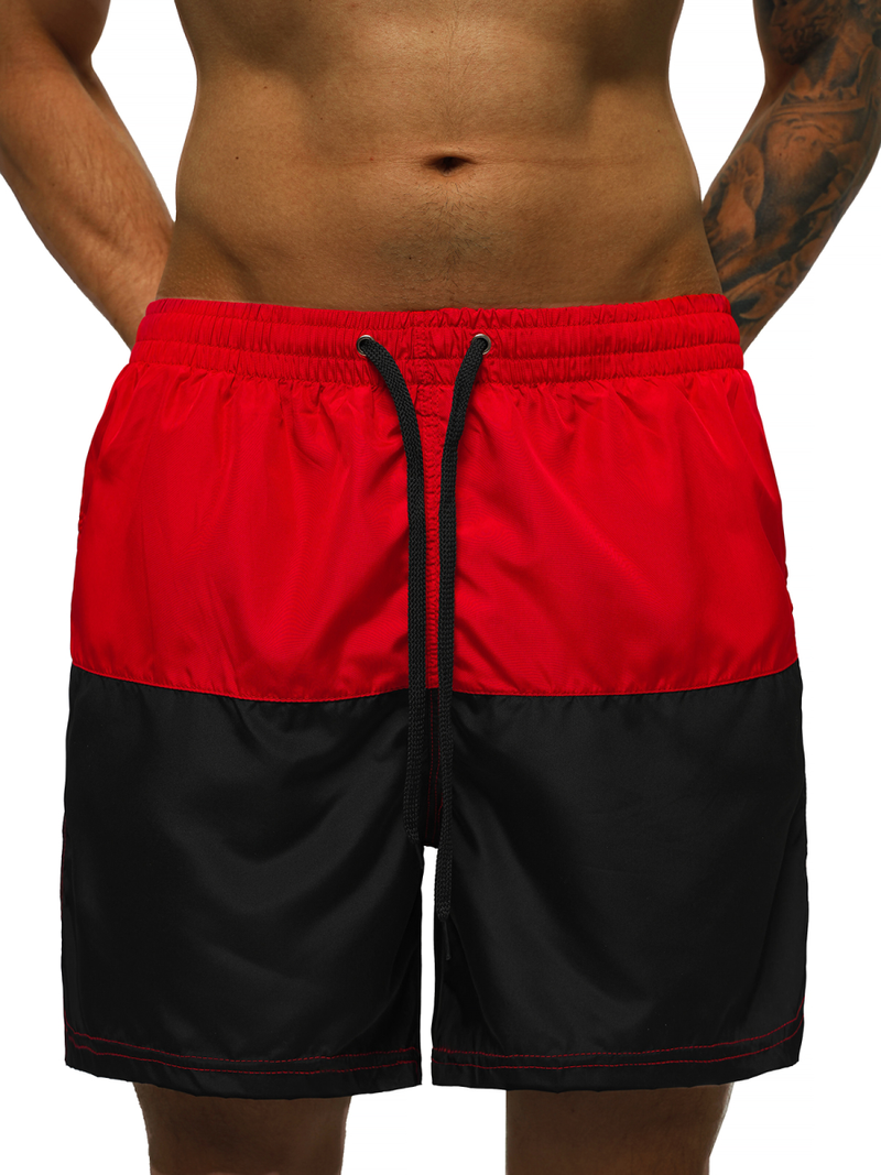 Мъжки плувни шорти червено-черно OZONEE JS/HM067