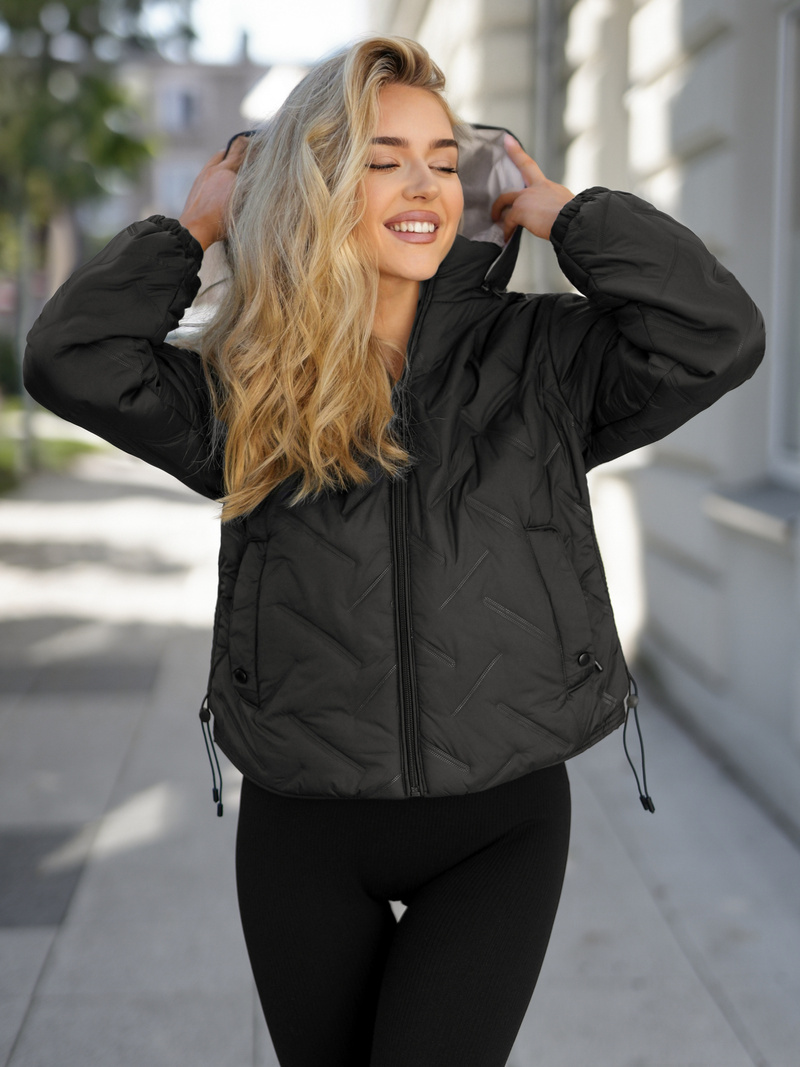 Дамско яке черно-бежова OZONEE JS/16M9315/392B