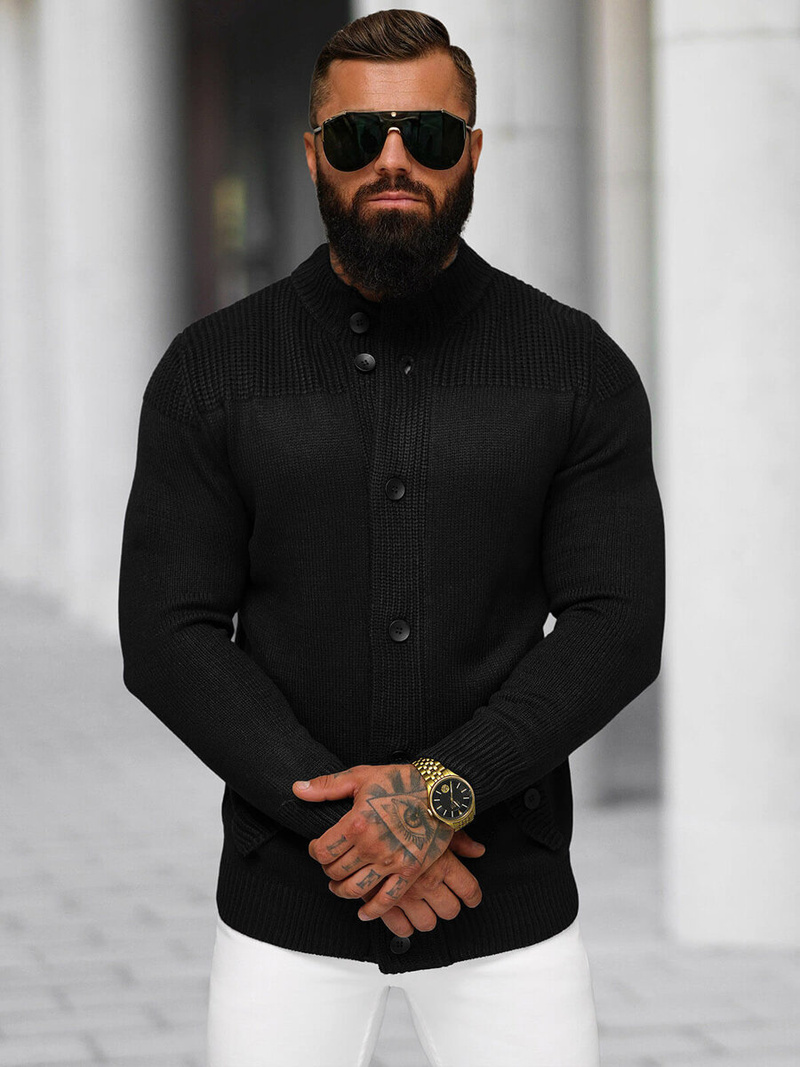 Мъжки пуловер черен OZONEE NB/MM6011/4Z