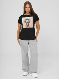 Дамска тениска черно-розов OZONEE JS/YJ77726