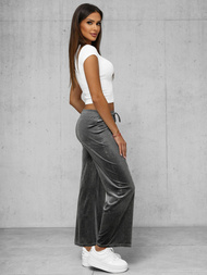 Дамски велурен панталон графитно OZONEE JS/92K519/10