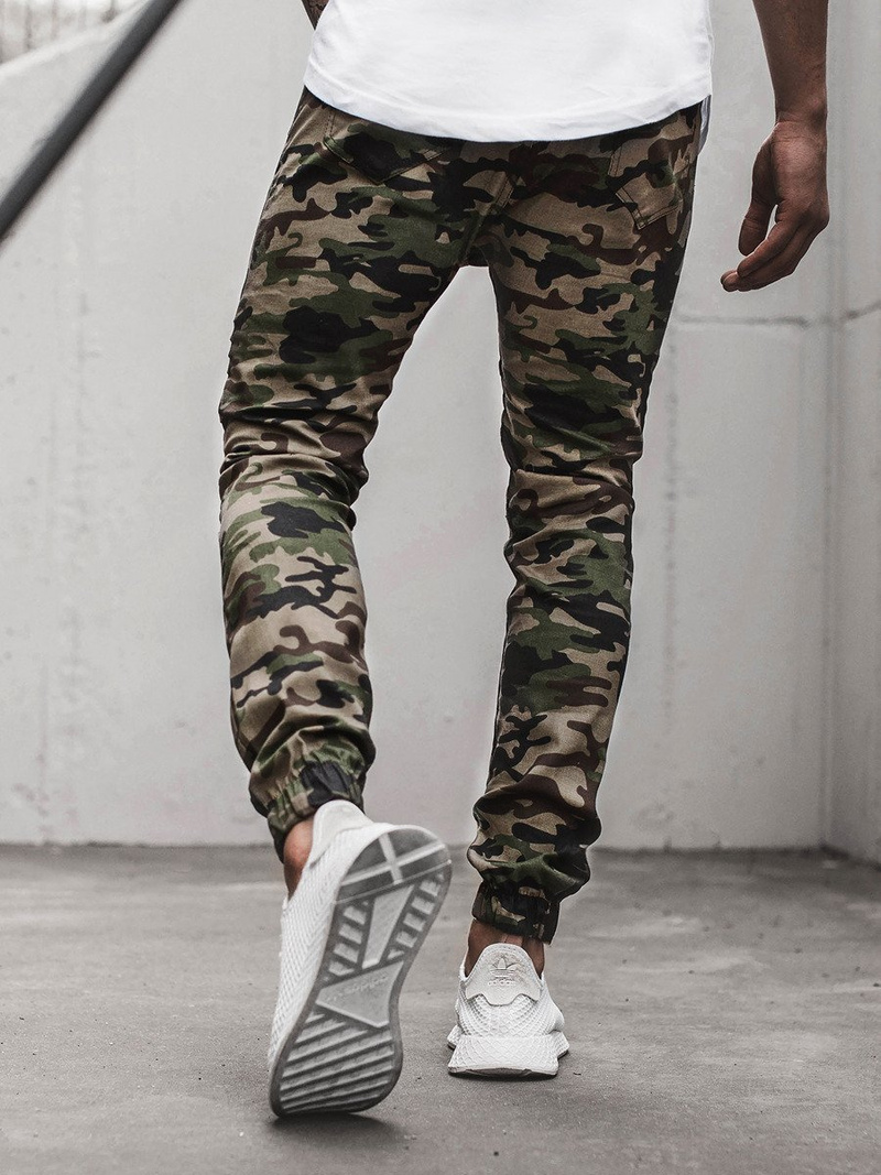 Мъжки панталони JOGGER камуфлажно-зелени OZONEE A/829