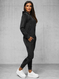 Дамска велурен спортен екип черен OZONEE JS/8C1176/3Z